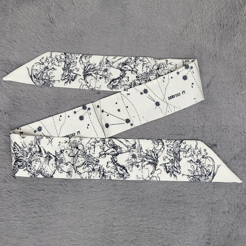 New Zodiac Signs Silk Skinny Scarf Twilly - Picture 5 of 7
